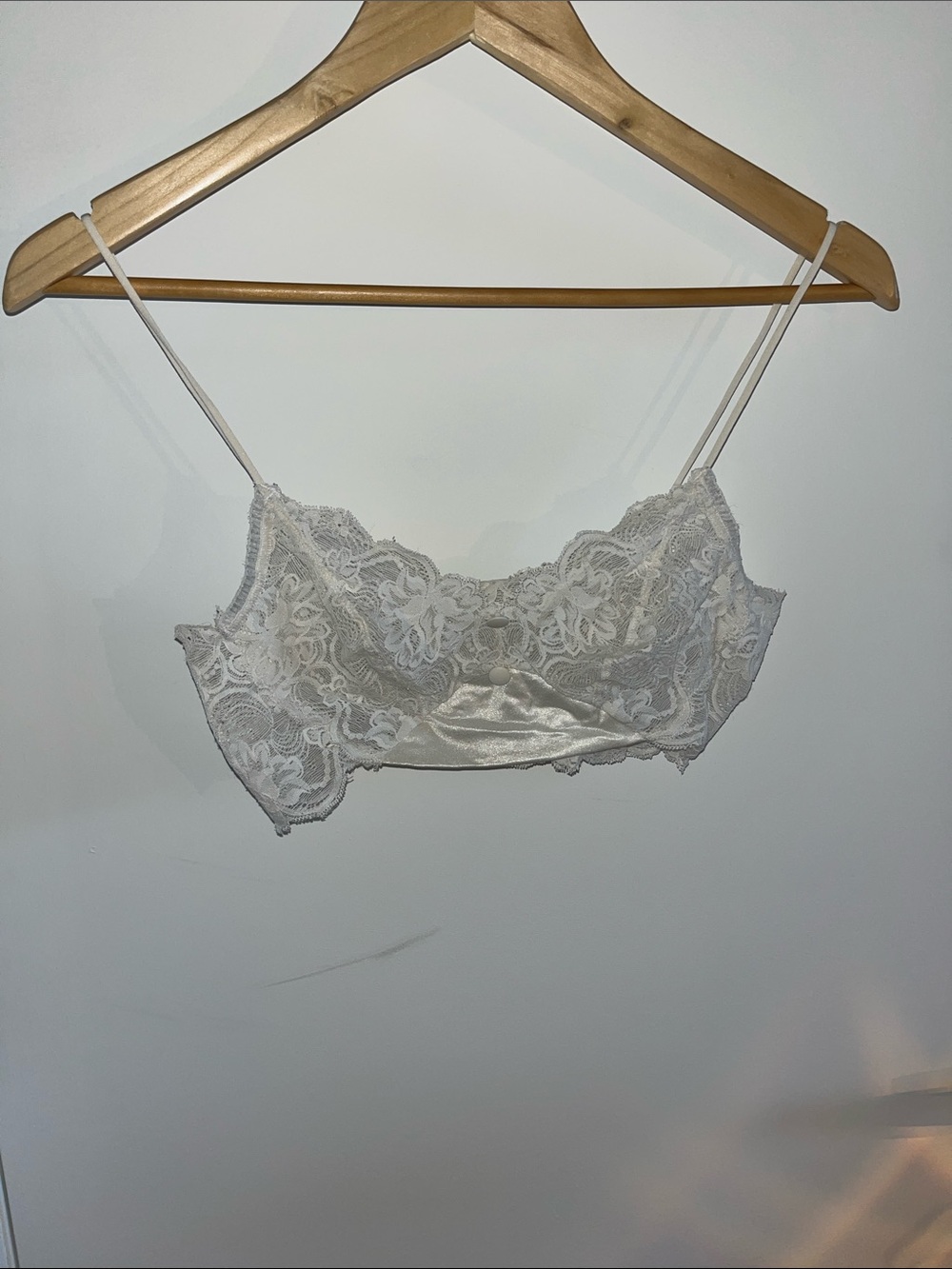 Vintage Lace Bralette with Satin Band - White